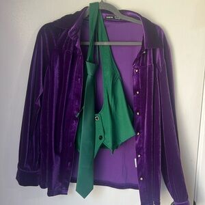 Joker Halloween Costume Top, Jacket & Tie XS or S
